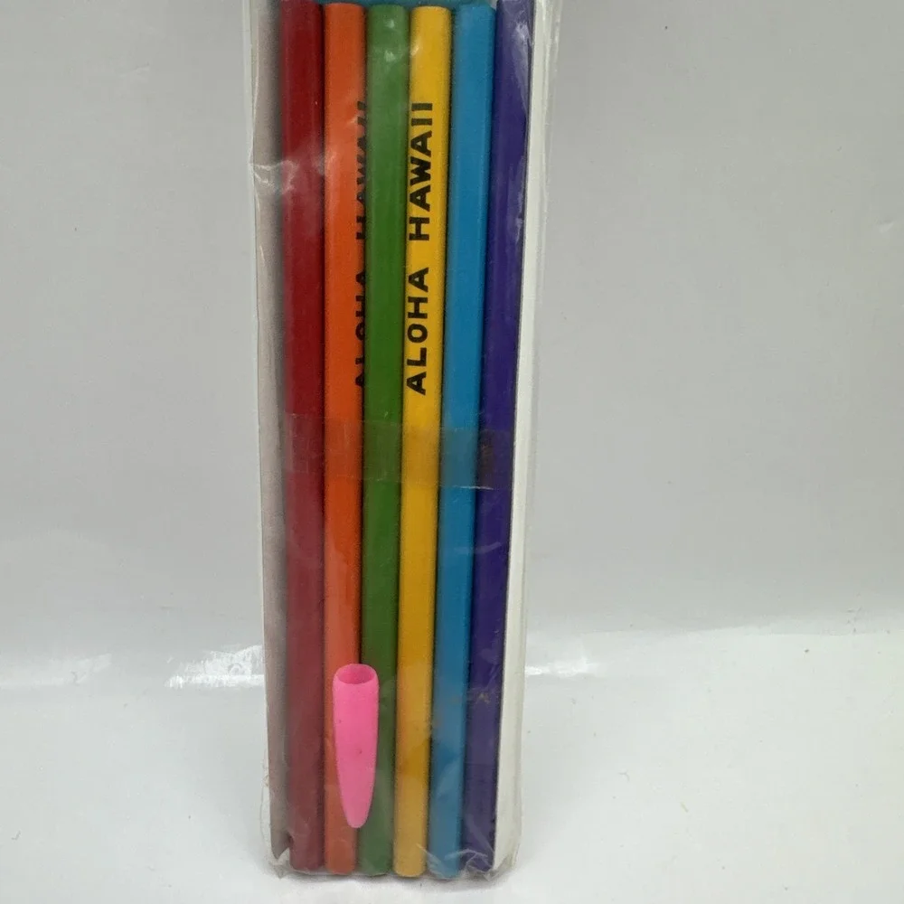 Hawaii‎ Souvenir Pencil Eraser Set Rainbow Aloha Hawaii Pencils Made in Japan
